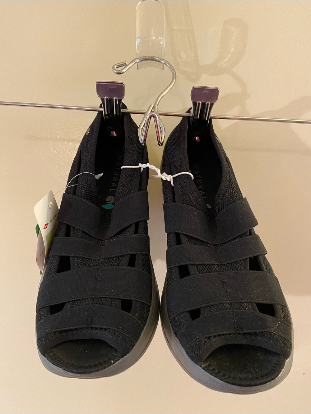 Women's Black Strappy Slip-On Comfort Sandals